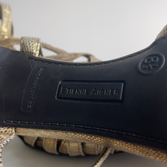ETIENNE AIGNER Gold Strappy Heels - Picture 10 of 11